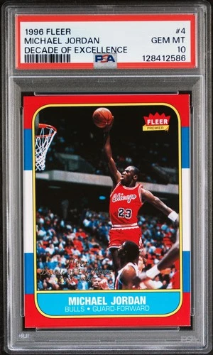 128412586 Michael Jordan 1996 Fleer #4 Decade of Excellence PSA 10