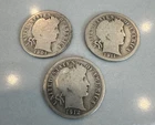 Barber Dime LOT 90% silver 1901 1911 1912 Philadelphia Mint Lady Liberty 3 coins