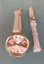 QUDO Damenuhr,Butterfly-Zifferblatt, Roségold,Edelstahl,Lederarmband, + 1 dazu