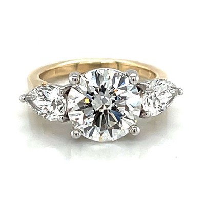 3.70ct D VVS2 IGI Round Cut Lab Created Diamond Engagement Ring 14K Two Tone
