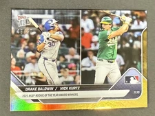 Drake Baldwin / Nick Kurtz RC ROY 2025 MLB Topps NOW Card OS-3 Gold Foil /50