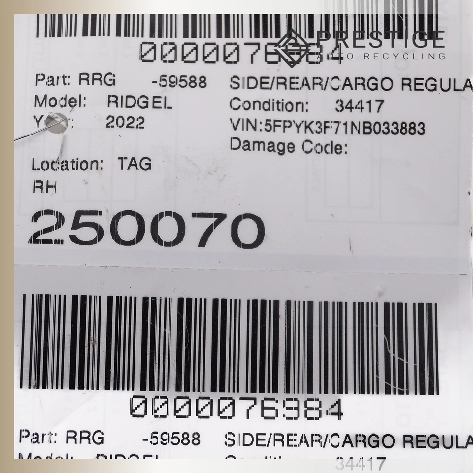 17-2025 HONDA RIDGELINE Door Window Regulator w/ Motor Rear Right 72710-T6Z-A01 - Image 4 of 4