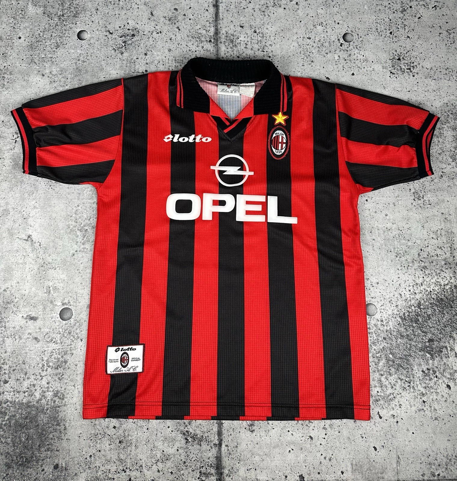AC Milan 1997/1998 Lotto Vintage Home Football Shirt Soccer Jersey Rare Size L