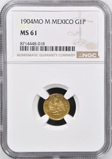 1904MO M MEXICO G1P┃GOLD 1 PESO NGC MS 61
