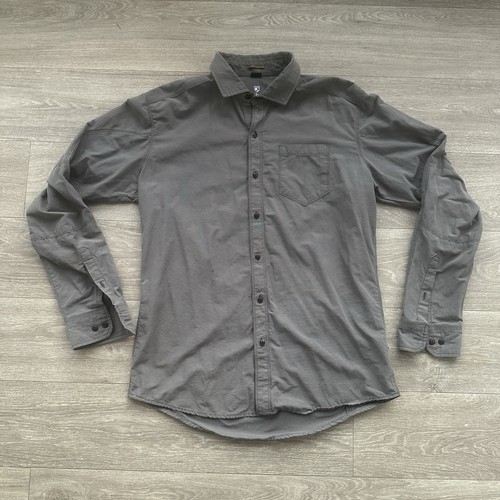 Kuhl Button Down Shirt Mens Large Long Sleeve Tapered Fit Gray Hiking Outdoors