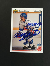 TEEMU SELANNE 1991 UPPER DECK AUTOGRAPHED ROOKIE CARD JSA AUTHENTICATED. rookie card picture