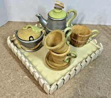 Vtg Russ Miniature "Mother Nature" Tea Set 11-Piece Vivid Hand-Painted Detail 55