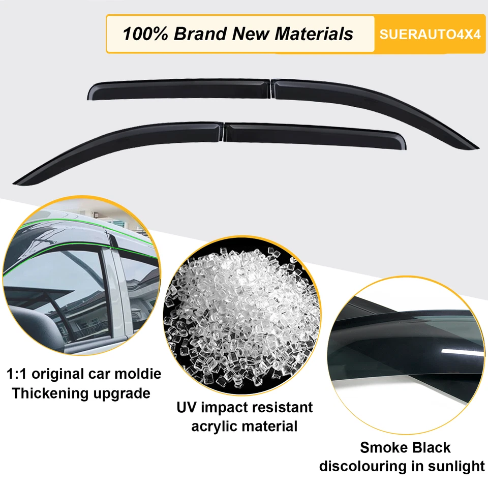 Weather Shields Weathershields Tinted for Mitsubishi Triton MR MQ 15-23 Dual Cab - image 3 of 4