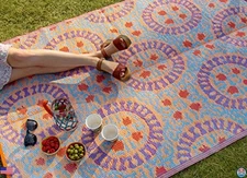 Talking Tables Boho Waterproof Outdoor Rug - Lightweight Non-Slip Geometric Mat