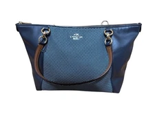 COACH bag Canvas x Leather Tote Bag Navy x Blue