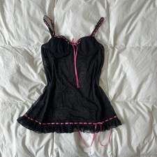 Victorias Secret Babydoll Chemise Womens 36B Sheer Mesh Whimsigoth Y2K Fairy