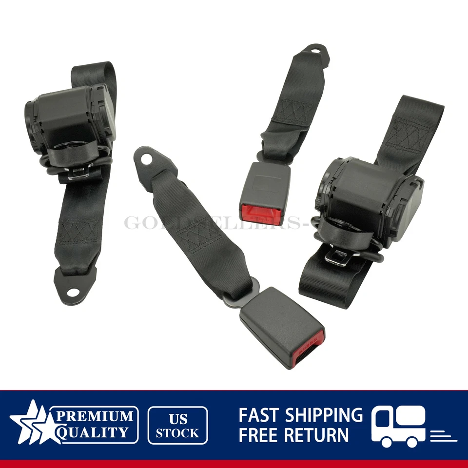 NEW 2 Set Universal 3 Point Retractable Seat Belts For 82-95 Jeep CJ YJ Wrangler Foto 4 de 4
