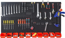 Pegboard Wall Organizer, Black Metal Pegboard Panels, Garage Storage System with