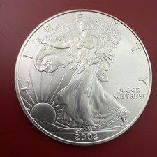 2002 American Silver Eagle $1 One Ounce .999 Fine Silver BU Premium Year