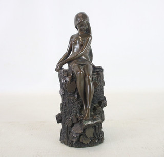 GIOVANNI SCHOEMAN Female Figure Sculpture Art Deco Style Ornament Signed 6" OTL