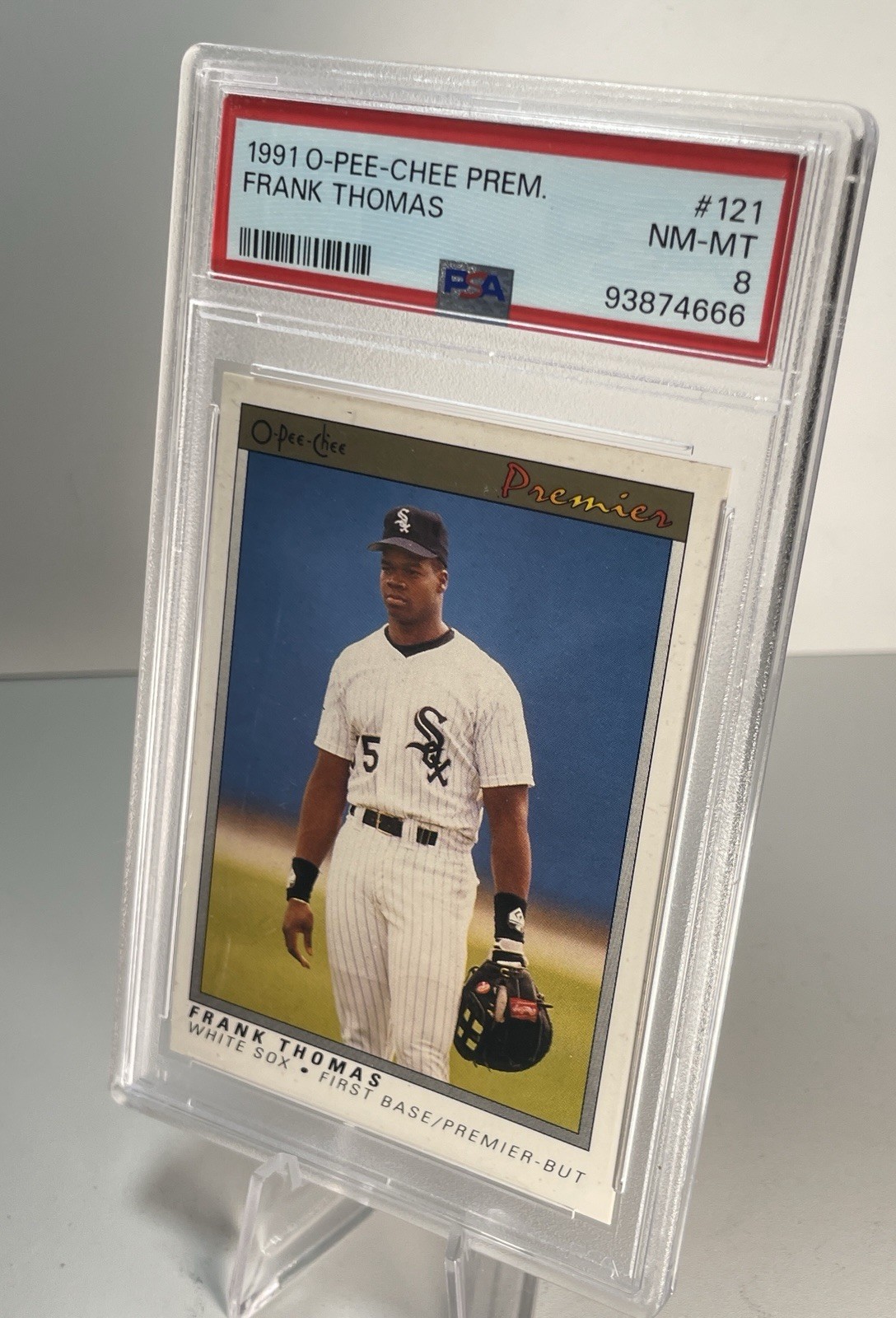 1991 O-PEE-CHEE PREMIERE #121 FRANK THOMAS (HOF) - PSA 8 NM-MT!!! view 3