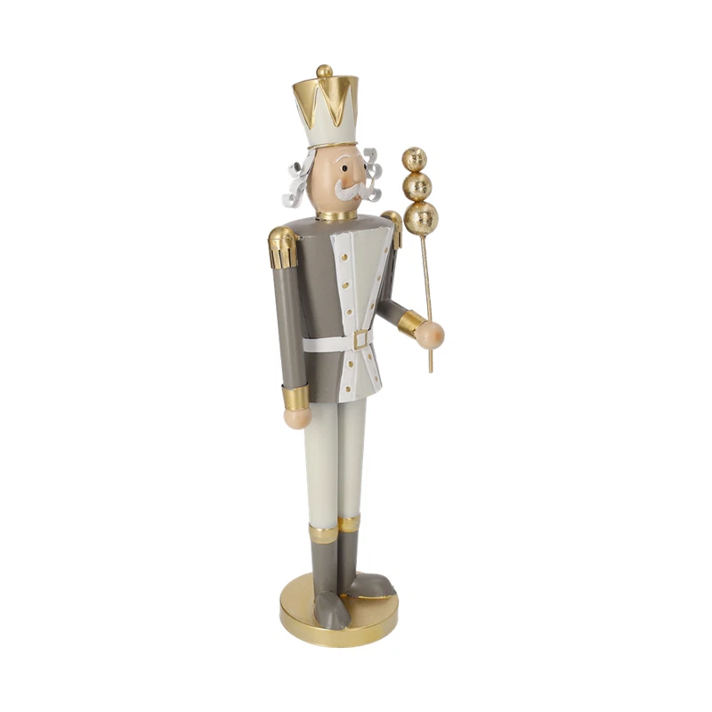 Statua Scultura Soldatino in Latta 43 cm Natale Addobbo Natalizio Soldato Oro