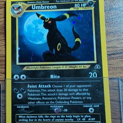 Pokemon Card Umbreon 13/75 Neo Discovery Holo Swirl Vintage 2CG