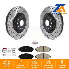 Front Drill Slot Brake Rotors Ceramic Pad Kit For Volkswagen Jetta Golf R GTI S3