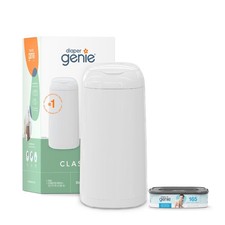 Diaper Genie Classic Pail,White,1 Diaper Pail,1 Square Refill - 165 Ct