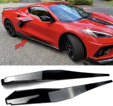 For Chevy Corvette C8 Gloss Black Side Skirts Extension Splitter Winglet 2020-25 For Chevy Corvette C8 Gloss Black Side Skirts Extension Splitter Winglet 2020-25