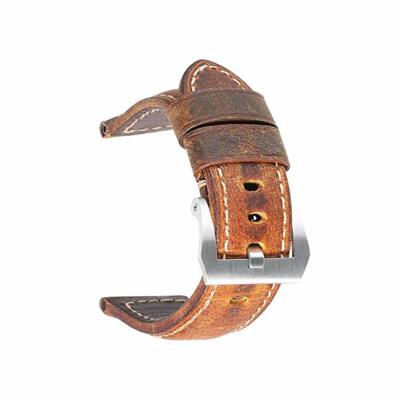 24mm Premium Oil Wax Vintage Leather Watch Strap Brown