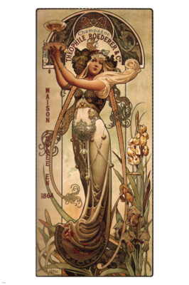 CHAMPAGNE théophile roeder VINTAGE ad POSTER L. HINGRE FRANCE 1897 12x18