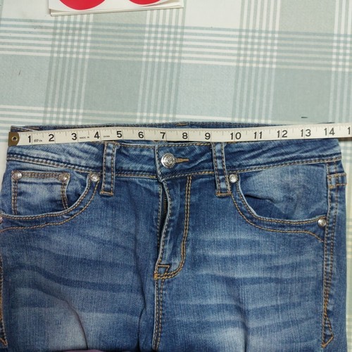 Pantalones de mezclilla azules elásticos elásticos con piernas ajustadas talla 27 - Imagen 15 de 17