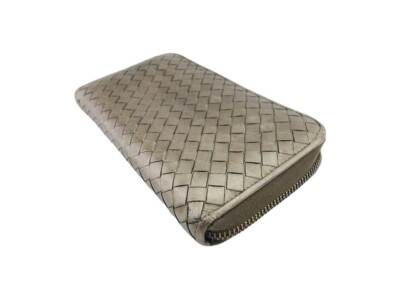BOTTEGA VENETA Long Wallet Intrecciato Bronze Leather Authentic