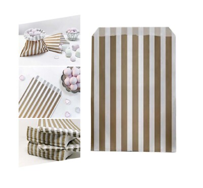 100 x gestreifte Süßigkeiten Papiertüten Weihnachten Süßigkeiten Tüte für Buffet Leckereien 7 x 9 Zoll