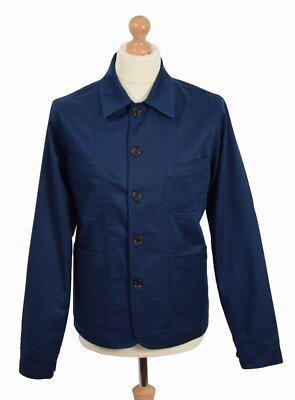 REAL HOXTON NAVY CHORE JACKET WORKWEAR CLOTHING FRENCH CHORE WORKWEAR STYLE  UK