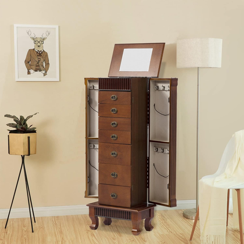 Jewelry Cabinet Jewelry Chest Jewelry Armoire Wood Jewelry Box Storage Stand ... - Picture 2 of 12