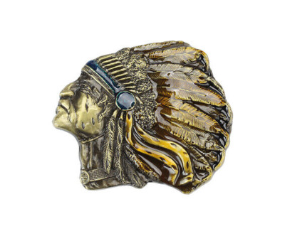 Indian Warrior Chief Belt Buckle Western Cowboy Native American