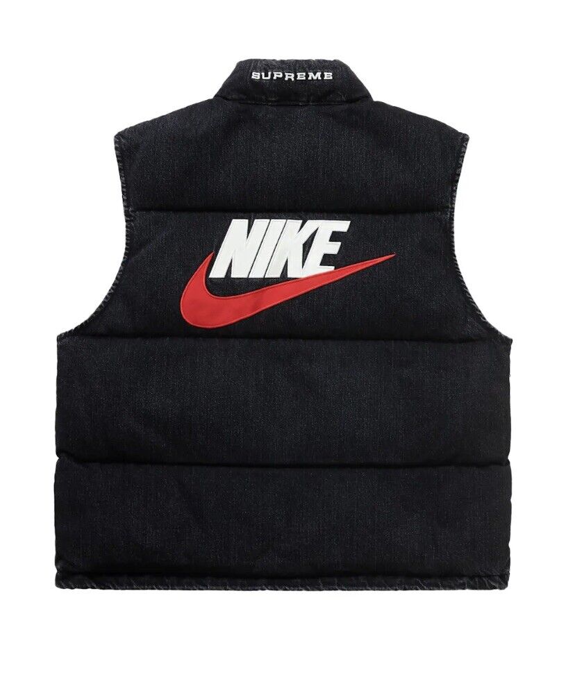 Supreme Nike Black Denim Puffer Vest FQ0323-010 Mens XL Supreme Nike Black Denim Puffer Vest FQ0323-010 Mens XL
