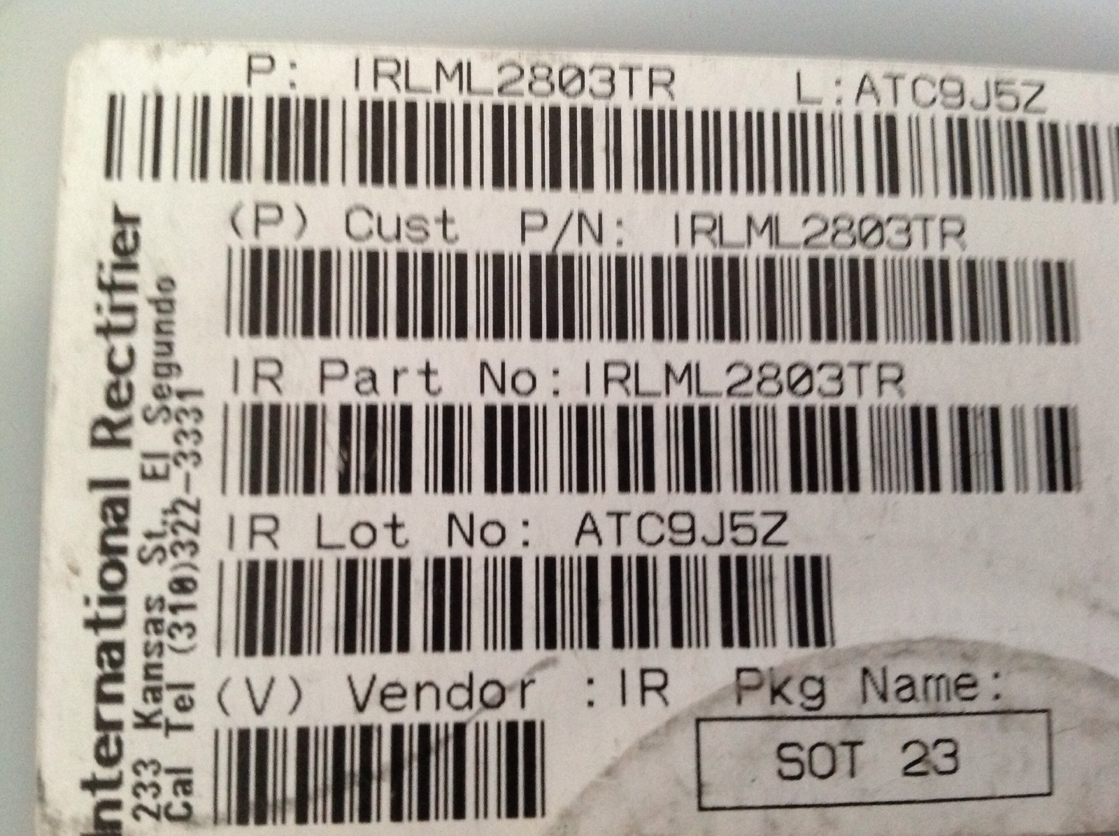 IRLML2803 International Rectifier Micro3 HEXFET Power MOSFET 30v 1.2a ...