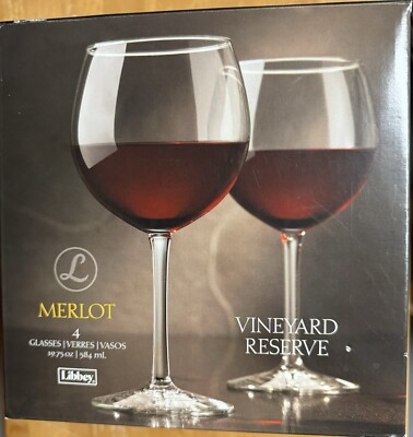 NEW Libbey Vineyard Reserve 19.75-Ounce Merlot/Bordeaux Wine Glass Set, 4-Piece