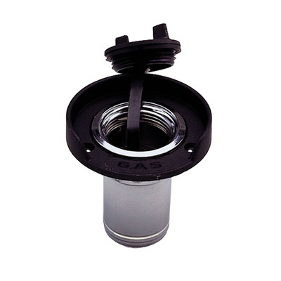 Perko Marine Boat Fuel Gas Deck Fill w/Cap 1.5inch Hose Chrome Zinc Black Flange