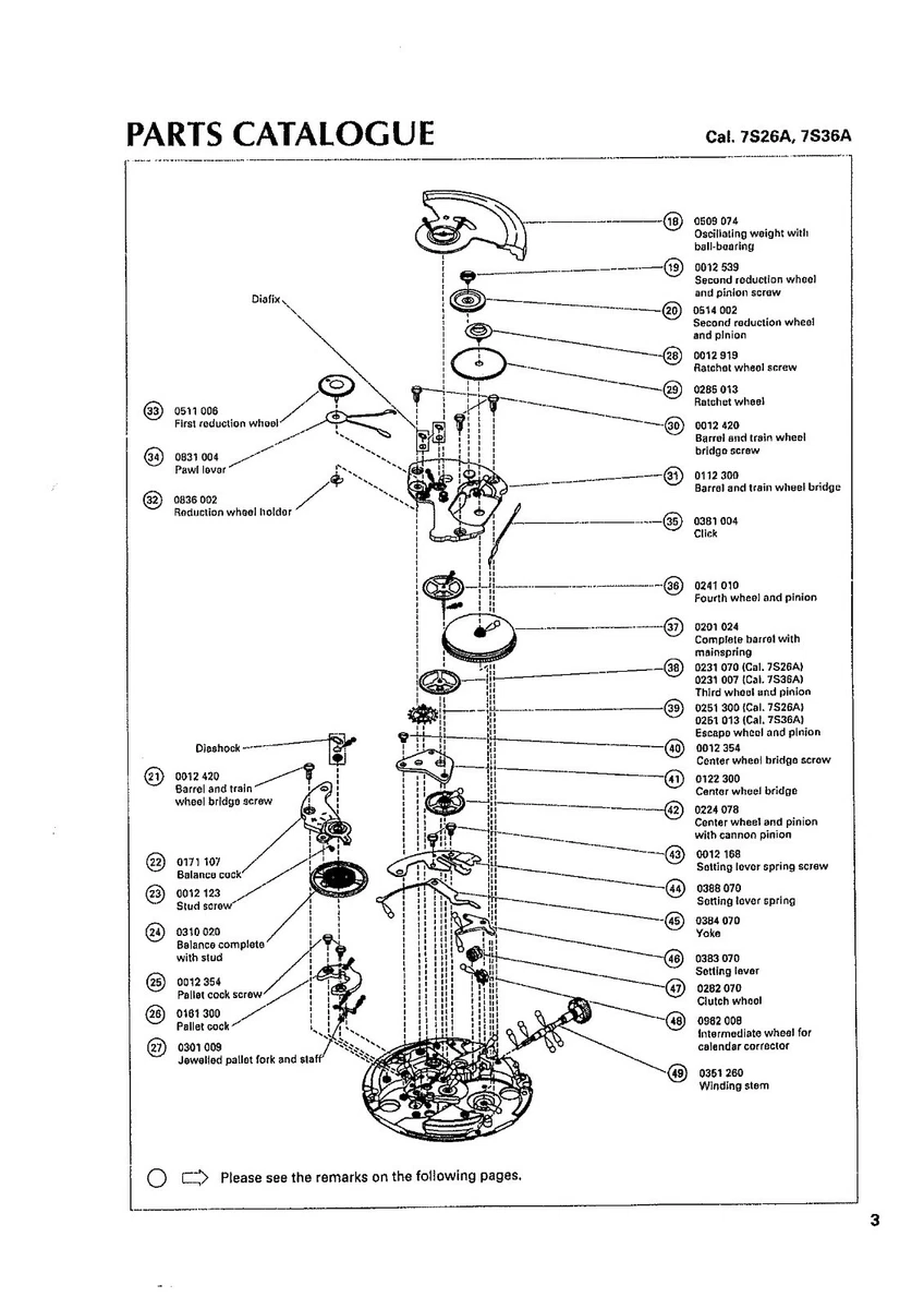 Seiko clearance 7s26 parts