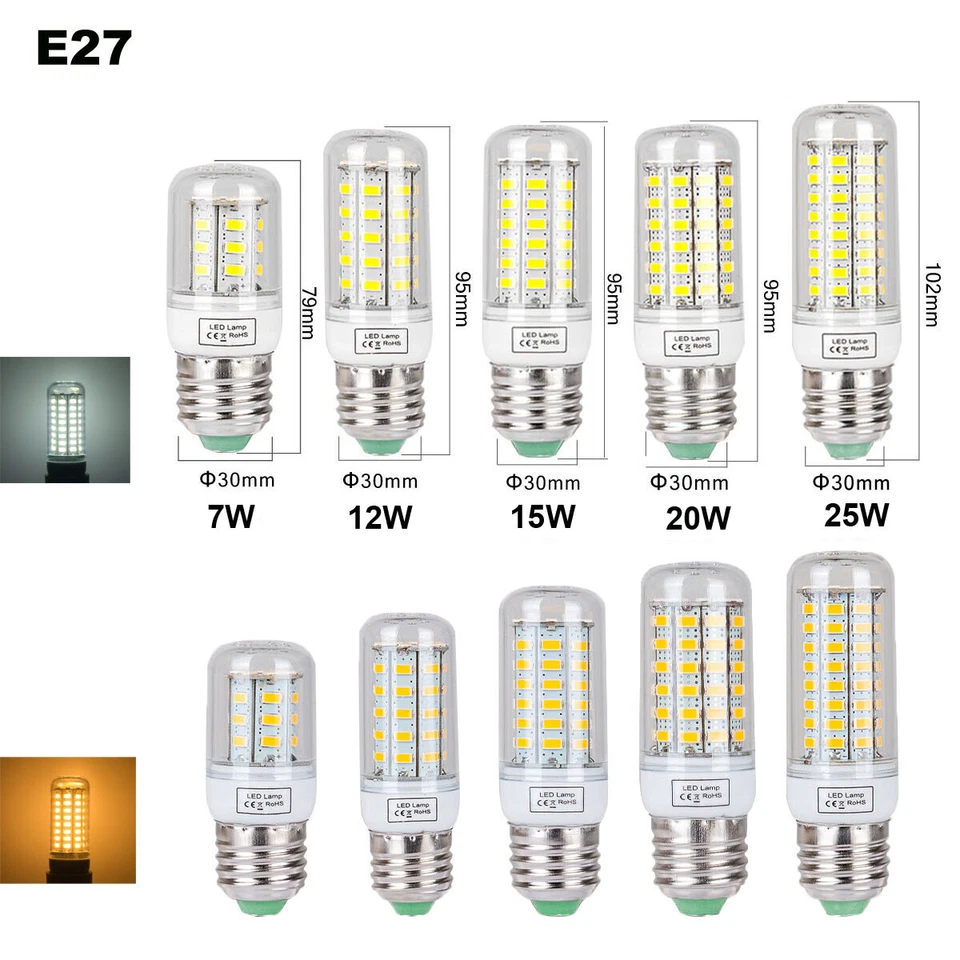 LED Corn Bulb E27 E14 B22 5W 7W 8W 10W 12W 15W 5730 SMD Globe Lamp Spot Light - Image 3 of 4