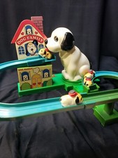 1970s Blue Box Toplay Japan Puppy Go Round Battery Operated W/ Box , Extra Puppy