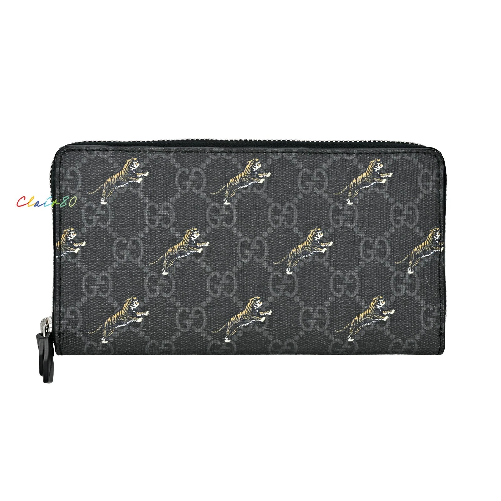 Portefeuille authentique Gucci GG Supreme Tiger imprimé zippé neuf