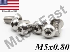 M5x0.8 Stainless Steel Button Head Socket Cap Screw 6mm-40mm  ISO:7380 A2 18-8