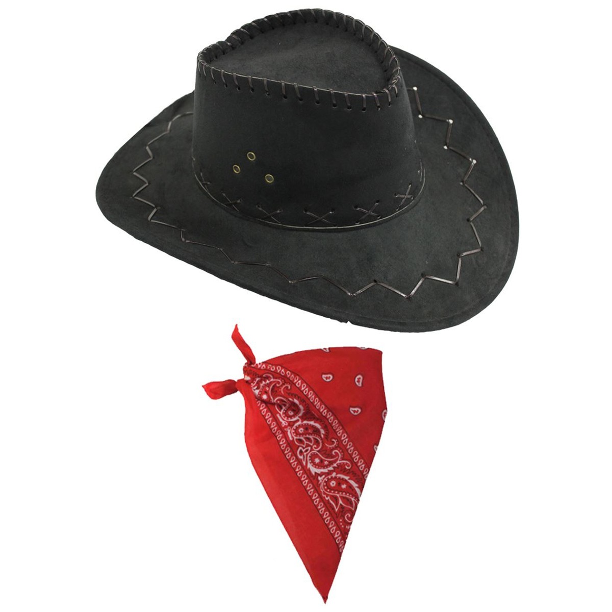 9161 24 Pcs Western Cowboy Hats With Polyester Bandanas Western Cap Suede COWBOY HAT AND BANDANA WILD WESTERN FANCY DRESS COSTUME  main image 2