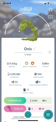 Pokemon Go Shiny Onix
