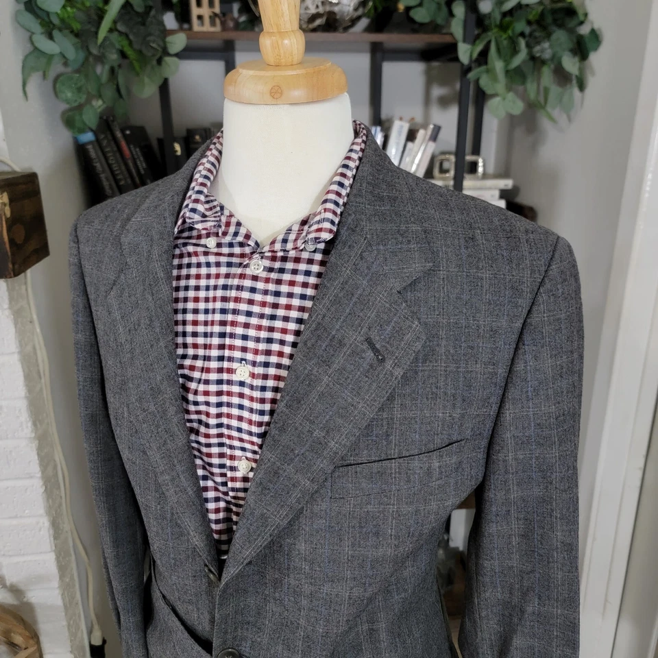 De Colección Savile Row Platinum ST. Louis Hombre Abrigo Deportivo Chaqueta Tres Botones Cuadros 45R Foto 3 de 4