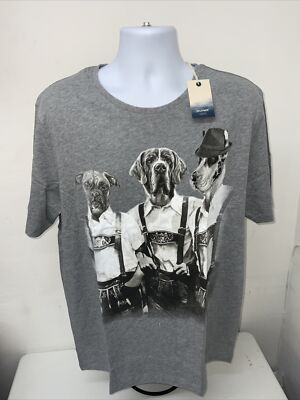 OLYMP Casual 100% Cotton Round Neck Printed T-Shirt Size Large New With Tags