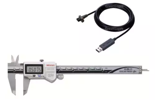 500-762-20-USB Mitutoyo Coolant Proof Caliper 6" to USB Package