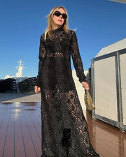 Maxi abito lungo ZARA edizione limitata nero a contrasto all'uncinetto taglia S prezzo consigliato £169