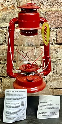 VINTAGE NOS DIETZ No 20 RED LANTERN w/ TAG LIGHT w/ GLASS GLOBE