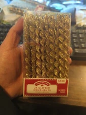 Holiday Time 24 Glitter Ornaments New In Package Metallic Gold From Walmart